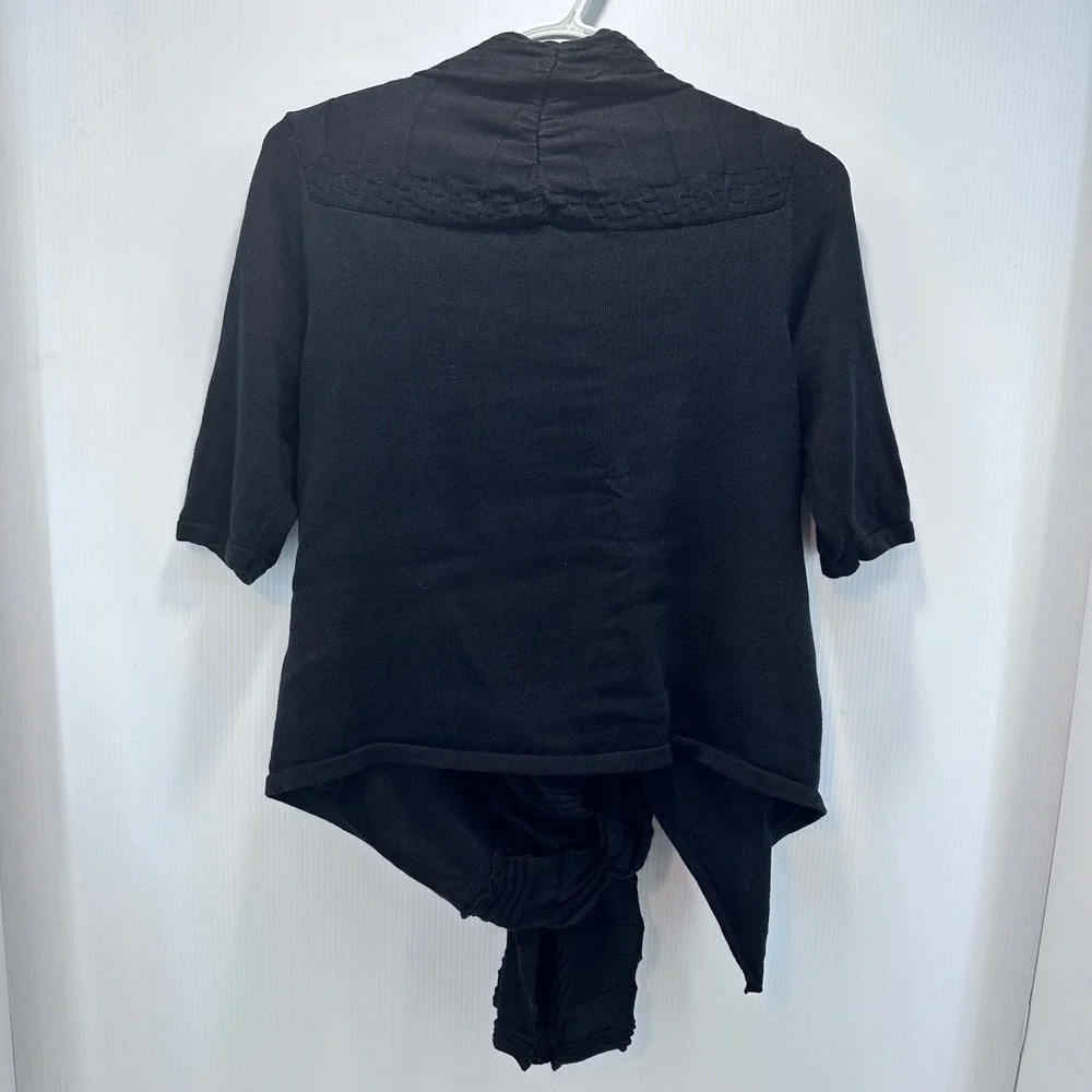 Stella Carakasi‎ Cardigan Tie Front Drape Knit Black Women's Small Elegant - Picture 2 of 7